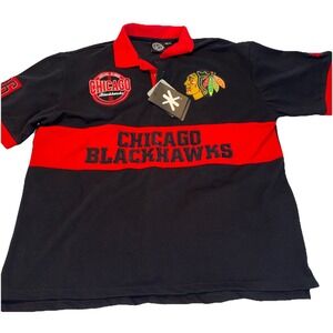 NHL Chicago Blackhawks Wordmark Rugby Polo Collared Shirt Brand New W/ Tags XL